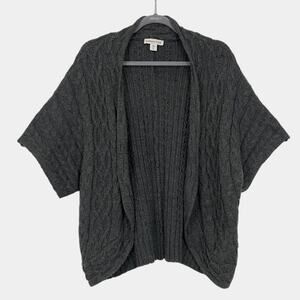 Coldwater Creek Grey Cable Knit Short Sleeve Cardigan Sweater